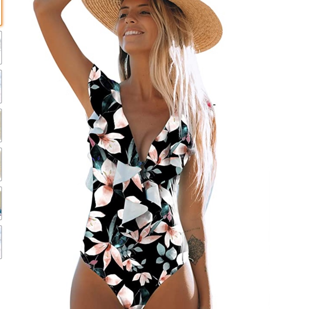 Floral One Piece Swimsuit Bathing Suit Monokini xl
